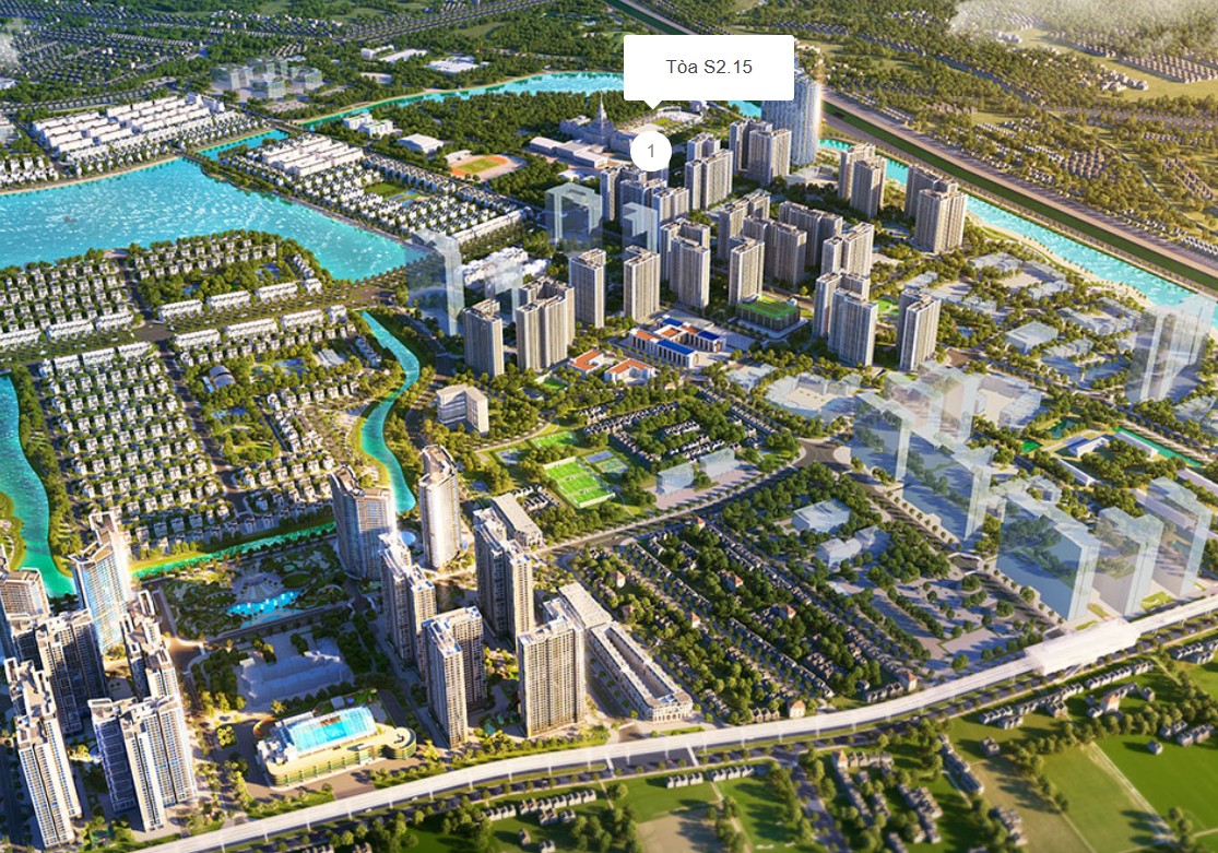 Phối cảnh vị trí tòa S2.15 The Sapphire 2 Vinhomes Gia Lâm